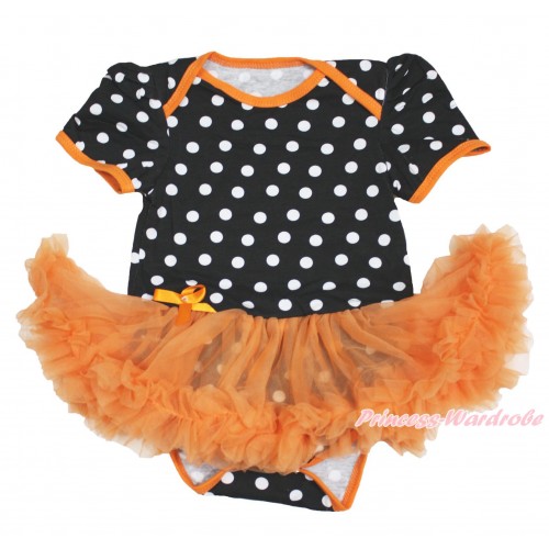 Halloween Black White Dots Baby Bodysuit Orange Pettiskirt JS3972