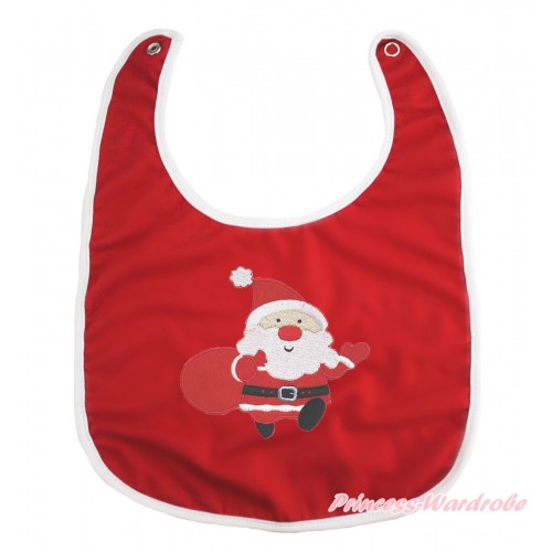 Xmas Hot Red Baby Bib & Gift Bag Santa Claus Print BI19