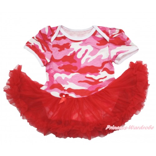 Pink Camouflage Baby Bodysuit Red Pettiskirt JS4116