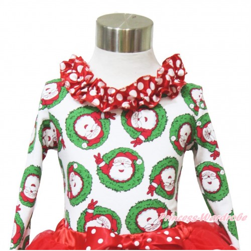 Xmas Santa Claus Long Sleeve Top & Minnie Dots Satin Lacing TO394