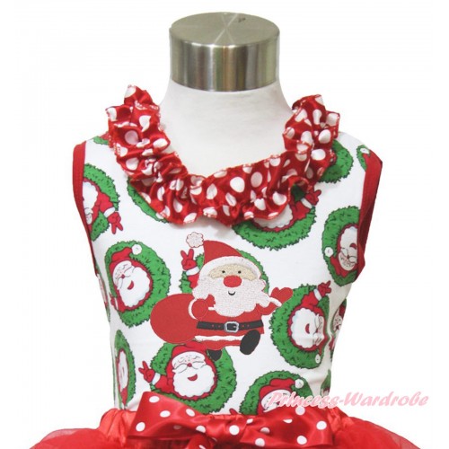Xmas Santa Claus Tank Tops Minnie Dots Satin Lacing & Gift Bag Santa Claus Print TP219
