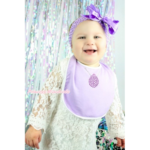 Princess Sofia Lavender Baby Bib & Sparkle Rhinestone Necklace Print BI23