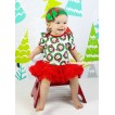 Xmas Santa Claus Baby Bodysuit Red Pettiskirt & Red Headband Kelly Green Red Ribbon Bow JS4045