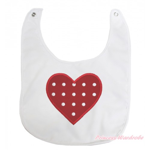 Valentine's Day White Baby Bib & Red White Dots Heart Print BI01