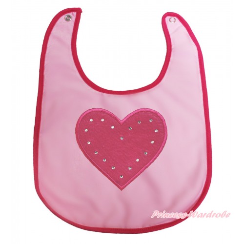 Valentine's Day Light Pink Baby Bib & Hot Pink Heart Print BI02
