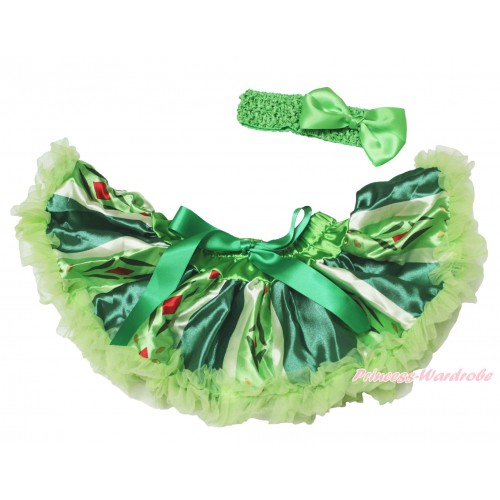 Frozen Princess Anna Green Coronation Newborn Pettiskirt & Light Green Headband Silk Bow N239