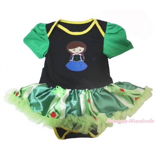 Frozen Black Baby Bodysuit Anna Green Coronation Pettiskirt & Princess Anna Print JS4242