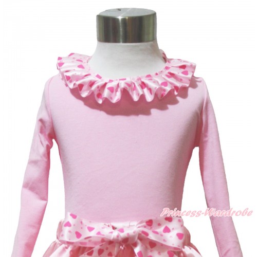Valentine's Day Light Pink Long Sleeve Top & Light Hot Pink Heart Satin Lacing TW557