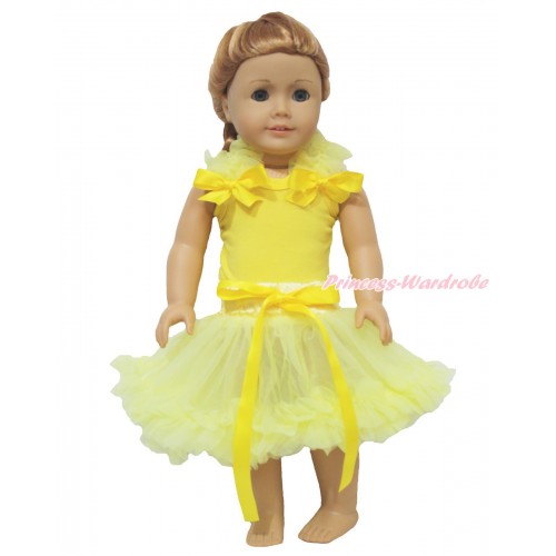 Yellow Tank Top Yellow Ruffles & Bow & Yellow Pettiskirt American Girl Doll Outfit DO069