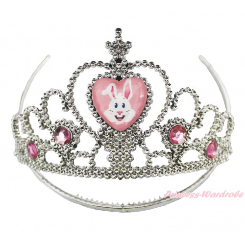 Easter Bunny Rabbit Light Pink Crystal Tiara Crowns H982