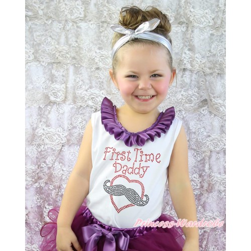 Father's Day White Tank Top Amethyst Lacing & Sparkle Rhinestone First Time Daddy Print TB1411