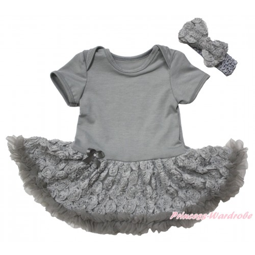 Grey Baby Bodysuit Grey Rose Pettiskirt JS5529