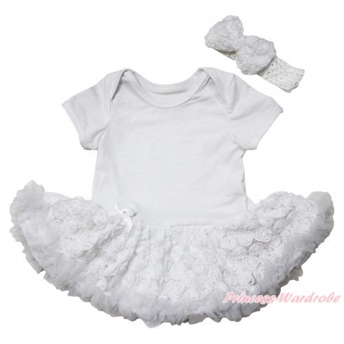White Baby Bodysuit White Rose Pettiskirt JS5535
