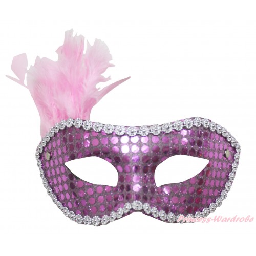 Mardi Gras Lavender Feather Bling Sequins Halloween Costume Face Eyes Mask C431