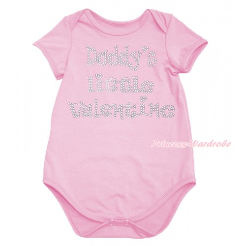 Valentine's Day Light Pink Baby Jumpsuit & Sparkle Rhinestone Daddy's Little Valentine Print TH694