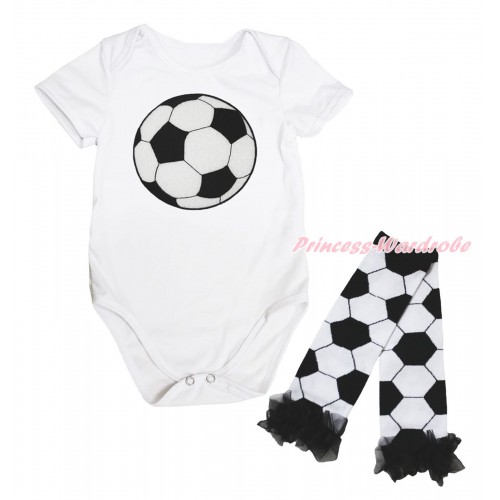 White Baby Jumpsuit & Football Print & Warmer Set TH705