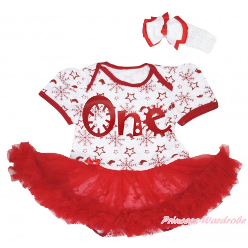 Christmas Snowflakes Socks Stars Baby Bodysuit Red Pettiskirt & Sparkle Red One Painting JS4980