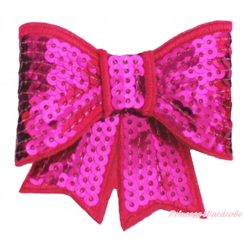 Hot Pink Sparkle Bling Sequins Bow Hair Clip H1003
