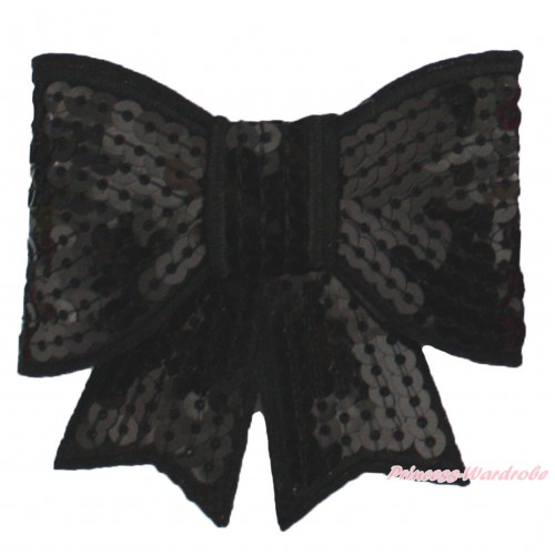 Black Sparkle Bling Sequins Bow Hair Clip H1004