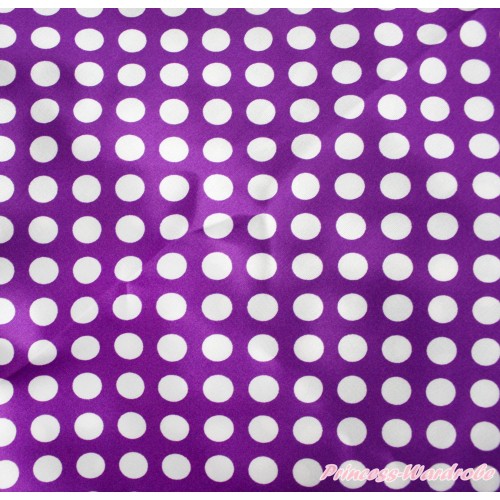1 Yard Purple White Dots Print Satin Fabrics HG135