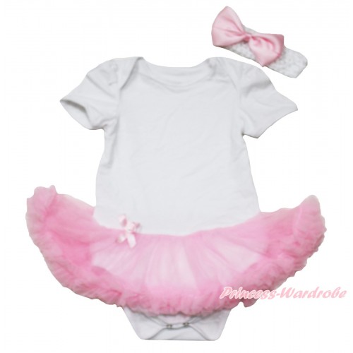 White Baby Bodysuit Light Pink Pettiskirt JS4429