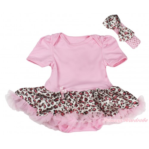 Light Pink Baby Jumpsuit Light Pink Leopard Pettiskirt JS207 