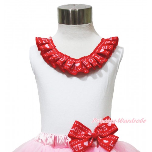 Valentine's Day White Tank Top Red LOVE Lacing TB1162