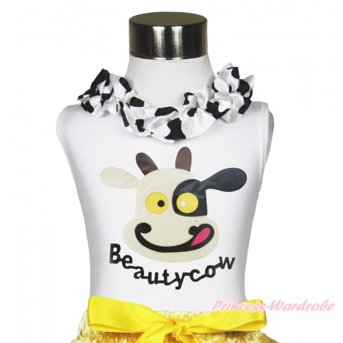 White Tank Top Milk Cow Lacing & Beauty Cow Painting TB1185