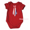 American's Birthday Red Baby Jumpsuit & Red White Blue Striped Tie Print TH582