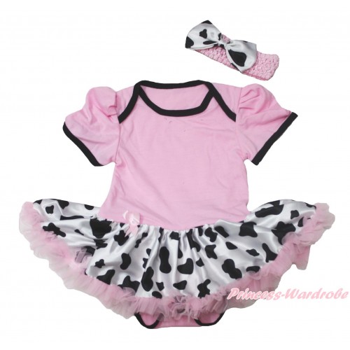 Light Pink Baby Bodysuit Milk Cow Pettiskirt JS4543