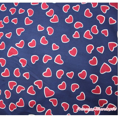 1 Yard Royal Blue Red Heart Print Chiffon Fabrics HG146