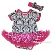 Damask Baby Bodysuit Hot Pink White Quatrefoil Clover Pettiskirt JS4577