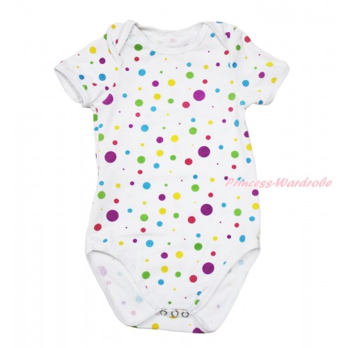 Plain Style White Rainbow Dots Baby Jumpsuit TH587