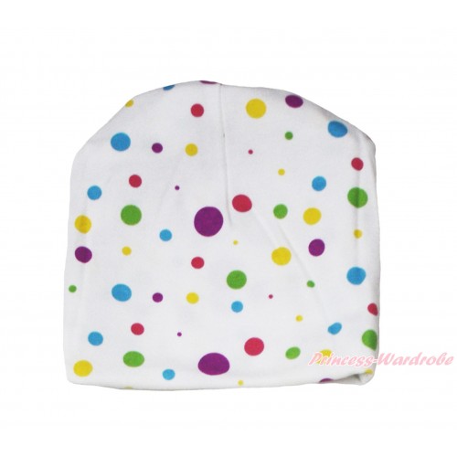 White Rainbow Polka Dots Cotton Cap TH589