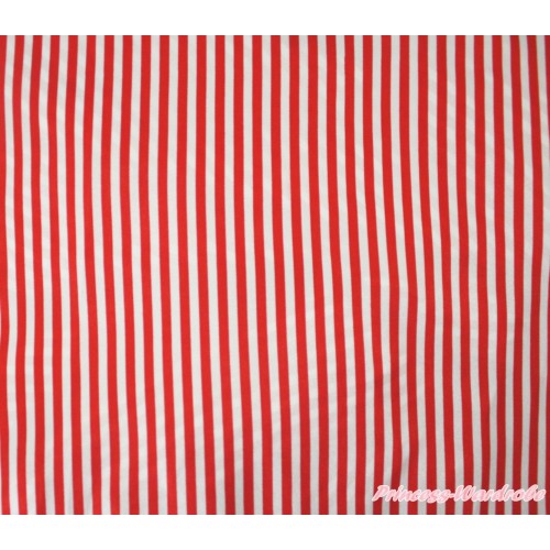 1 Yard Red White Striped Print Satin Fabrics HG148