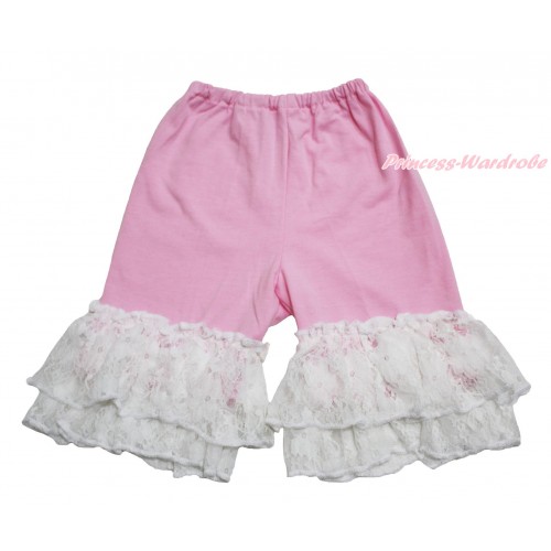 Light Pink Cotton Short Pantie & White Lace Ruffles PS022