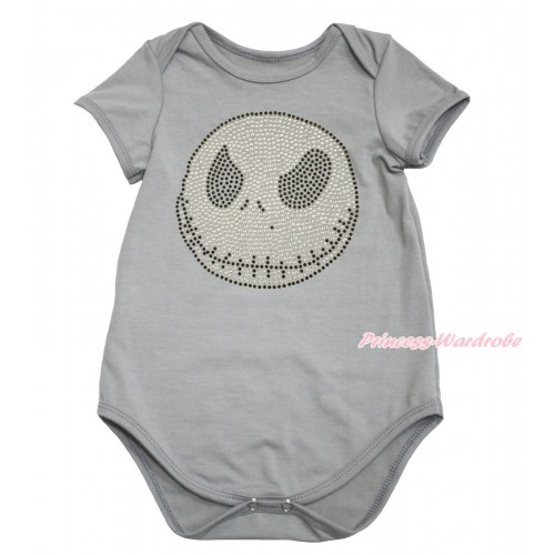 Halloween Grey Baby Jumpsuit & Sparkle Rhinestone Jack Print TH613