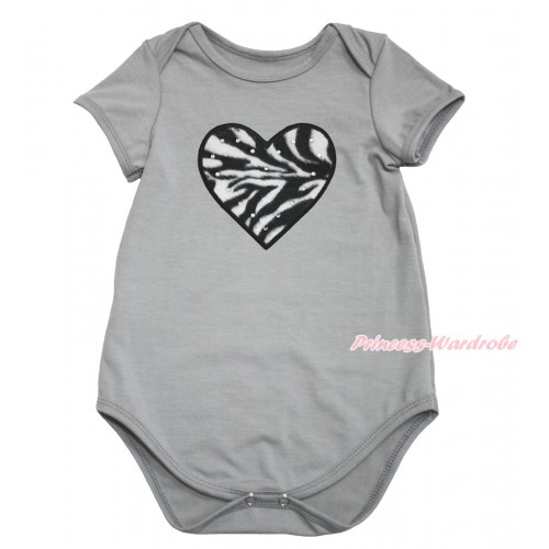 Valentine's Day Grey Baby Jumpsuit & Zebra Heart Print TH614