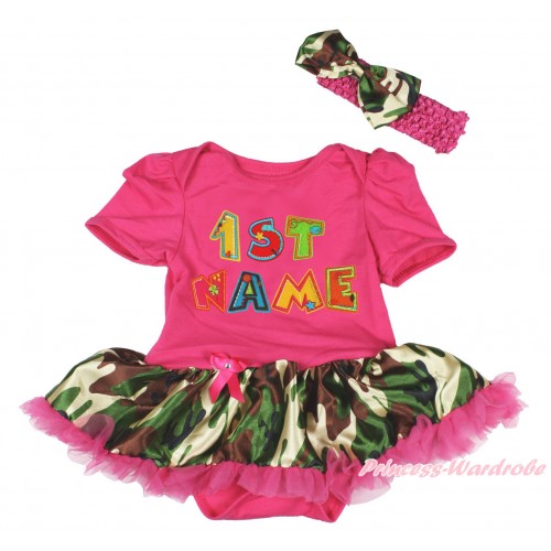Personalize Custom Hot Pink Baby Bodysuit Camouflage Hot Pink Pettiskirt & Birthday Baby Name JS4586
