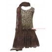 Leopard Sleeveless Brown Lace ONE-PIECE Scarf Party Dress Set LP229
