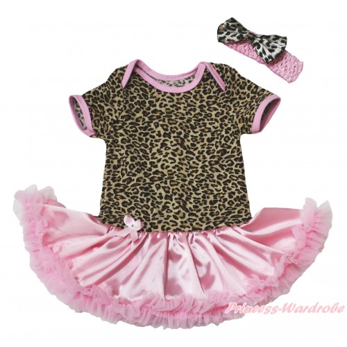 Leopard Baby Bodysuit Light Pink Satin Pettiskirt JS4858