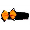 Black Headband with Black White Polka Dots mix Orange Ribbon Hair Bow Clip H438 