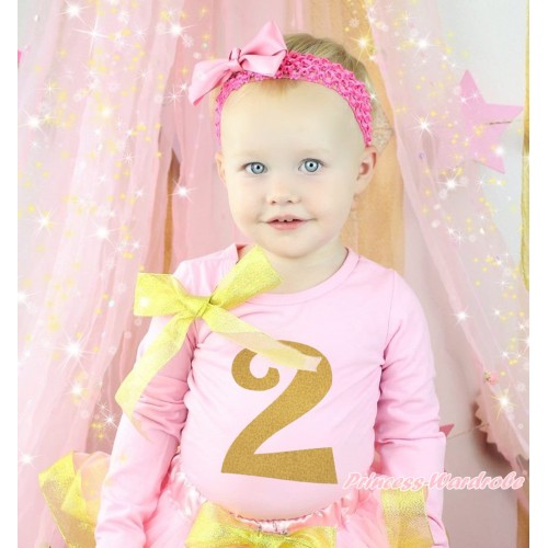 Light Pink Top Sparkle Gold Bow & 2nd Sparkle Gold Birthday Number Painting TB1304