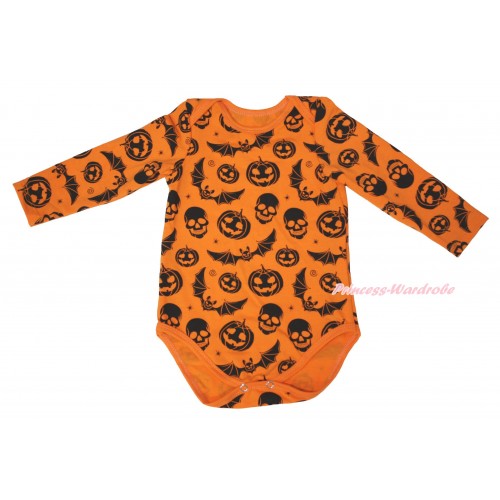 Halloween Plain Style Pumpkin Bat Skeleton  Baby Jumpsuit TH627