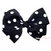 Black White Polka Dots Ribbon Bow Hair Clip H403 