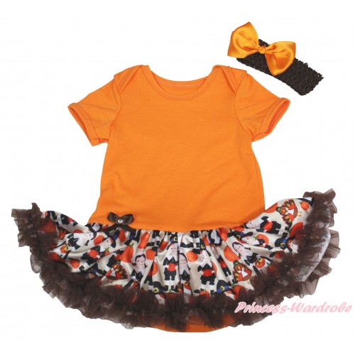 Thanksgiving Orange Baby Bodysuit Turkey Pumpkin Pettiskirt JS4892