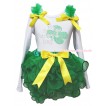 St Patrick's Day White Tank Top Kelly Green Ruffles Yellow Bows & Sparkle Rhinestone My 2nd St Patrick's Day Print & Kelly Green Petal Pettiskirt MG2221