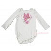 Cream White Baby Jumpsuit & Sparkle Light Pink Rose Minnie Print TH681