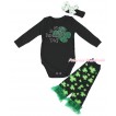 St Patrick's Day Black Baby Jumpsuit & Sparkle Rhinestone My 2nd St Patrick's Day Print & Headband & Warmer Set TH689