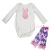 Easter Cream White Baby Jumpsuit & Pink White Dots Rabbit Print & Warmer Set TH693